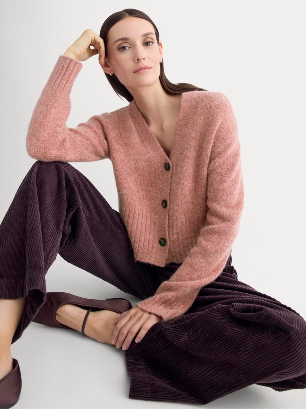 New Everlane HIGH V CROPPED CARDIGAN IN ALPACA Heather Ash Rose S Quiet Luxury